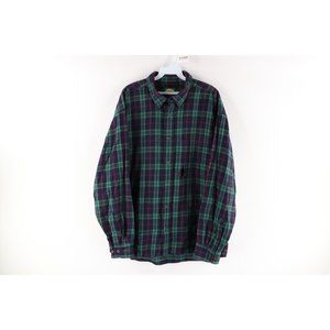 Vtg Cabelas Mens XL Thrashed Checkered Plaid Flannel Button Shirt Cotton AS IS